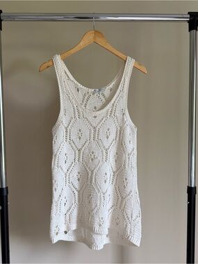 GAP Cream Crochet Long Tank Top/Beach Cover Up
